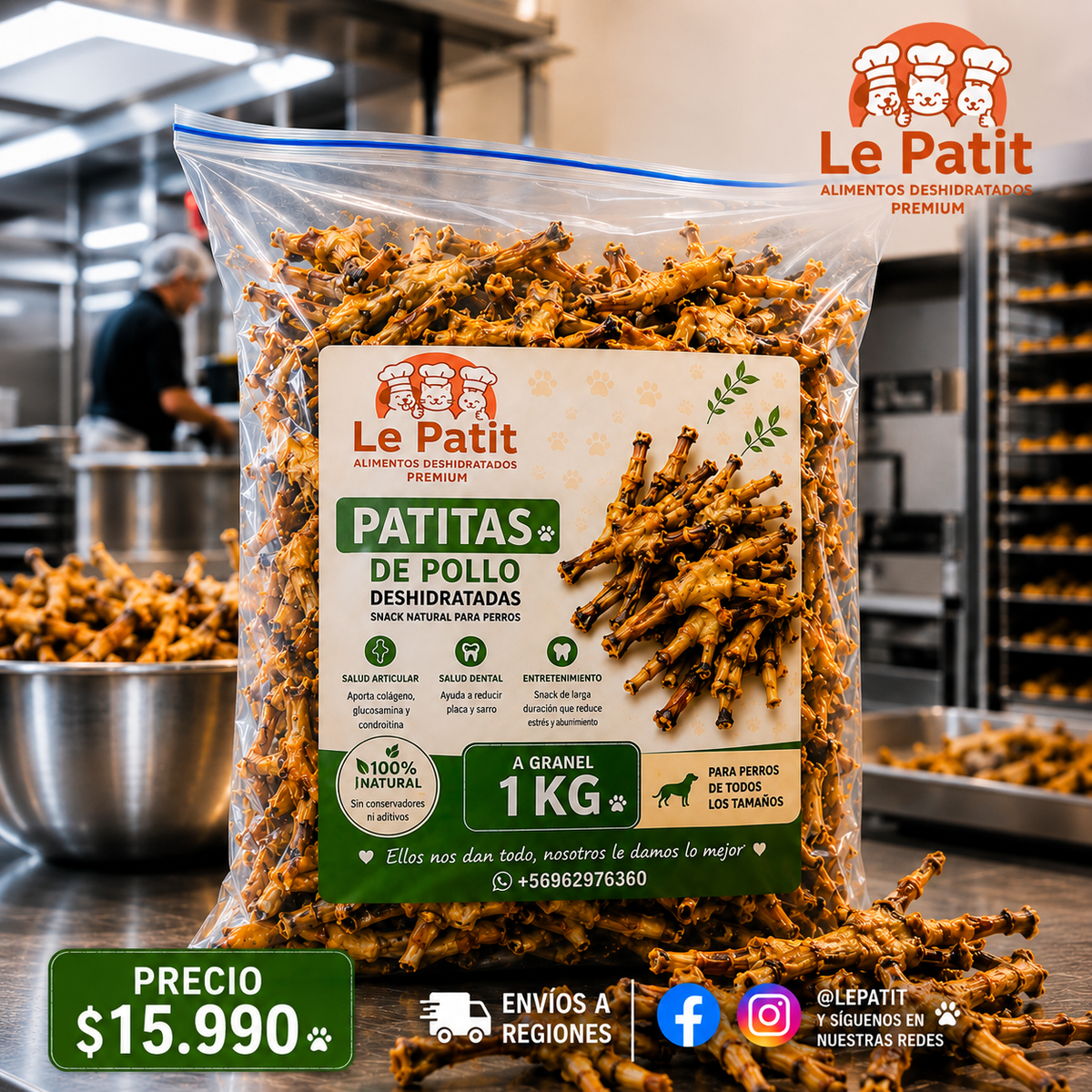 PATITAS DE POLLO DESHIDRATADAS 1 KILO