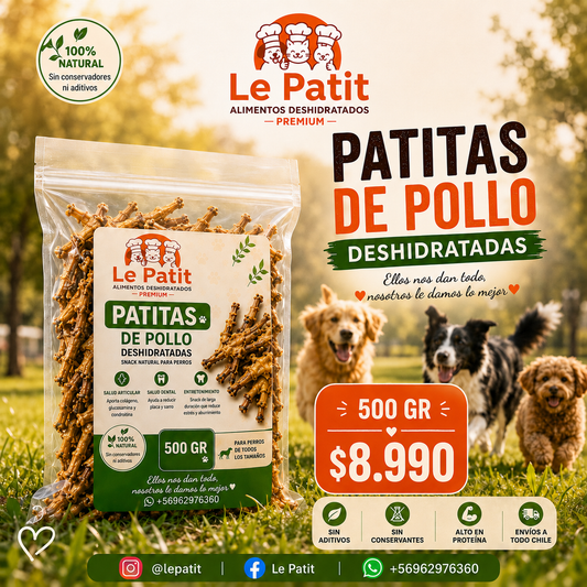 PATITAS DE POLLO DESHIDRATADAS 500 GRAMOS